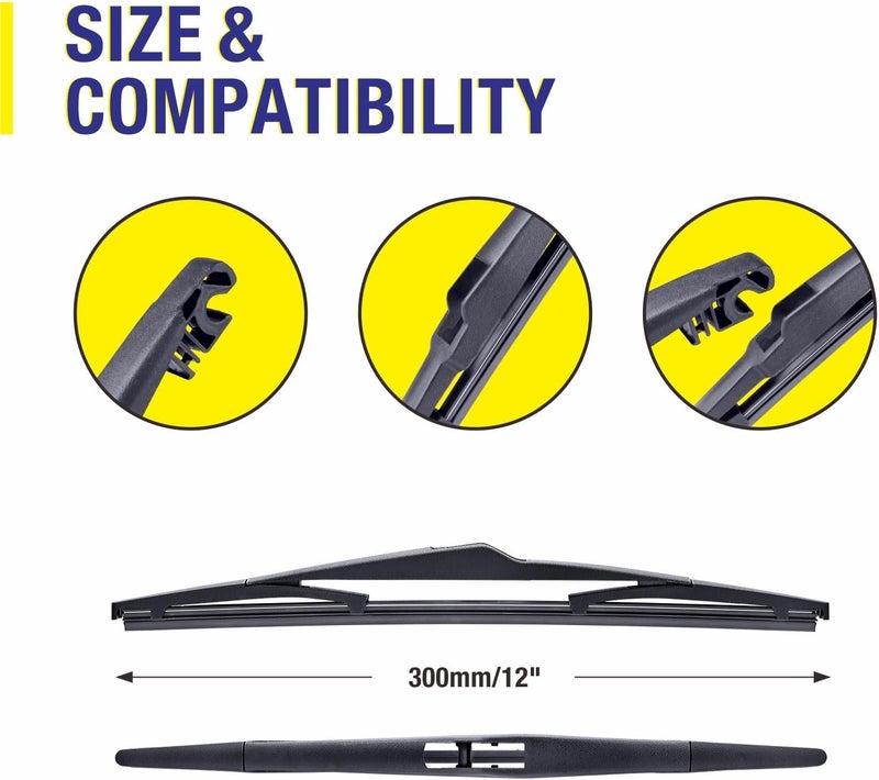 5PLUS 3 Wipers 24"/16"/12" Replacement For Hyundai Tucson 2015 2014 2013 2012 2011 2010, 24 Inch+16 Inch Windshield Wiper Blades with 12 Inch Rear Wiper Blade - Image 3